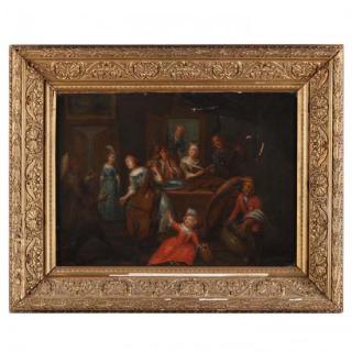 Appraisal: Continental School Genre Painting with Musicians th century oil on