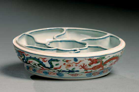 Appraisal: WANLI WUCAI SWEETMEAT DISH Well detailed th Century Chinese Ming