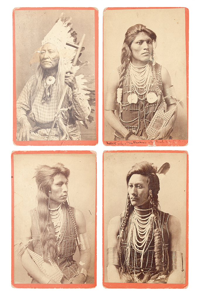 Appraisal: AMERICAN INDIANS--PHOTOGRAPHS Baker Johnston photographers Group of cabinet card portraits