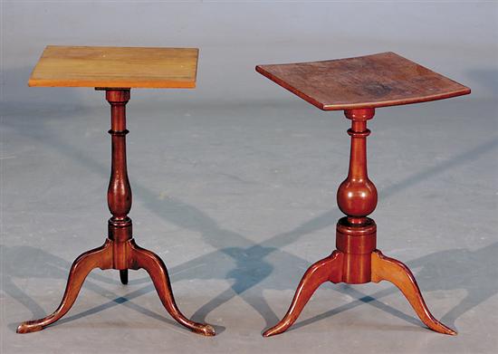 Appraisal: Two American cherry candlestands New England circa rectangular top with