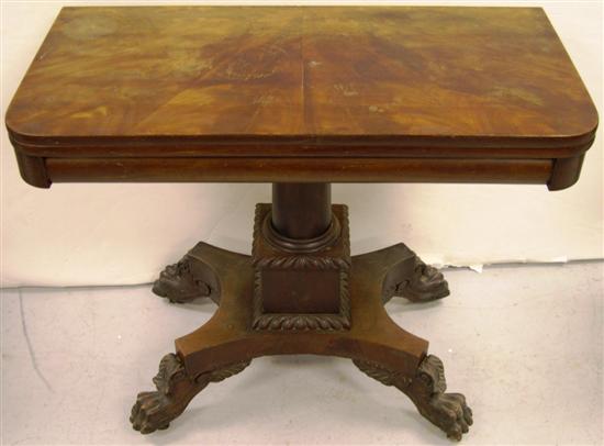 Appraisal: Mahogany Empire flip top card table round column above square