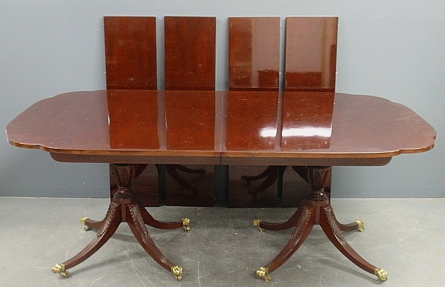 Appraisal: - Duncan Phyfe style mahogany dining table with pedestal base