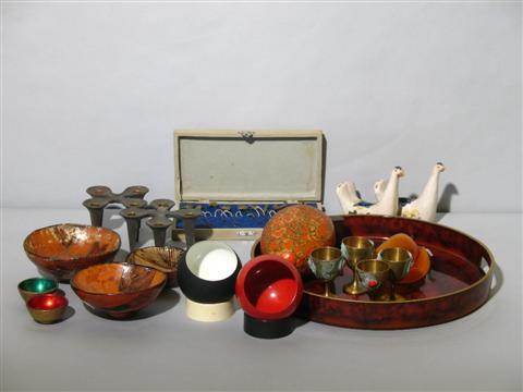 Appraisal: GROUP OF DECORATIONS Including an Indian papier mache egg shaped