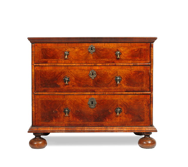 Appraisal: A MID TH CENTURY WALNUT CROSSBANDED AND FEATHER BANDED CHEST