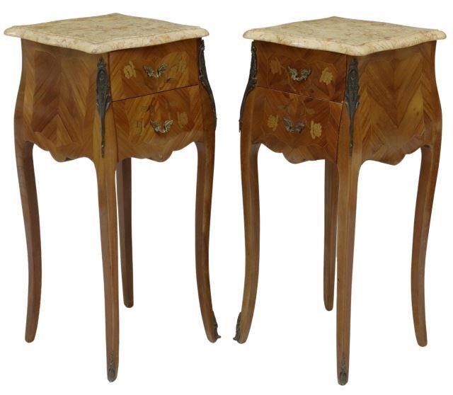 Appraisal: pair French Louis XV style mahogany nightstands th c shaped