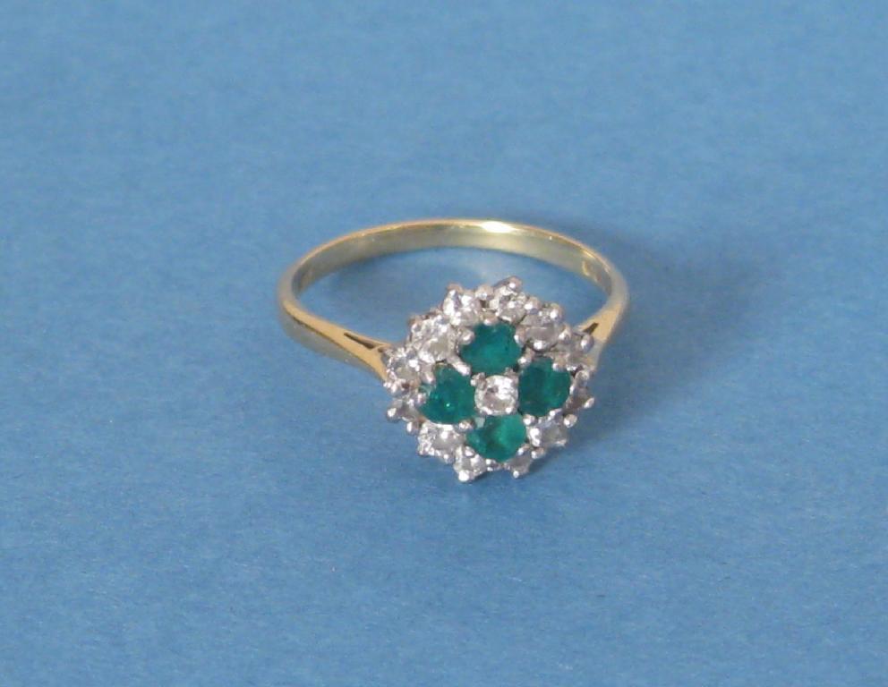 Appraisal: An ct gold Ring set four emeralds and thirteen diamonds