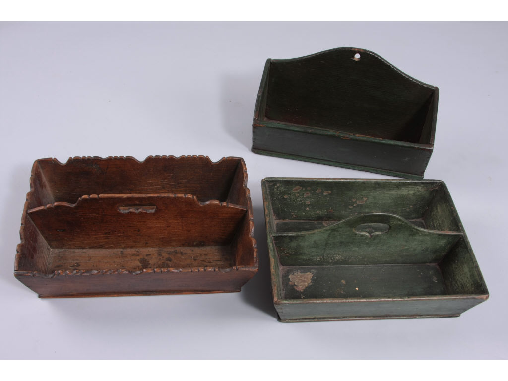 Appraisal: Three Boxes th c two knife boxes one with decorative