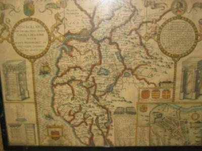 Appraisal: A HAND PAINTED MAP OF CUMBERLAND the circular title roundel