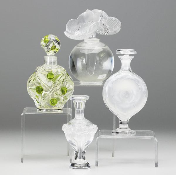 Appraisal: FOUR LALIQUE PERFUMES Include Deux Anemones Moulin Rouge floral bottle