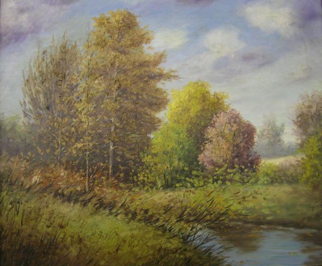 Appraisal: M Ruddell x oil on canvas signed lower left Autumn