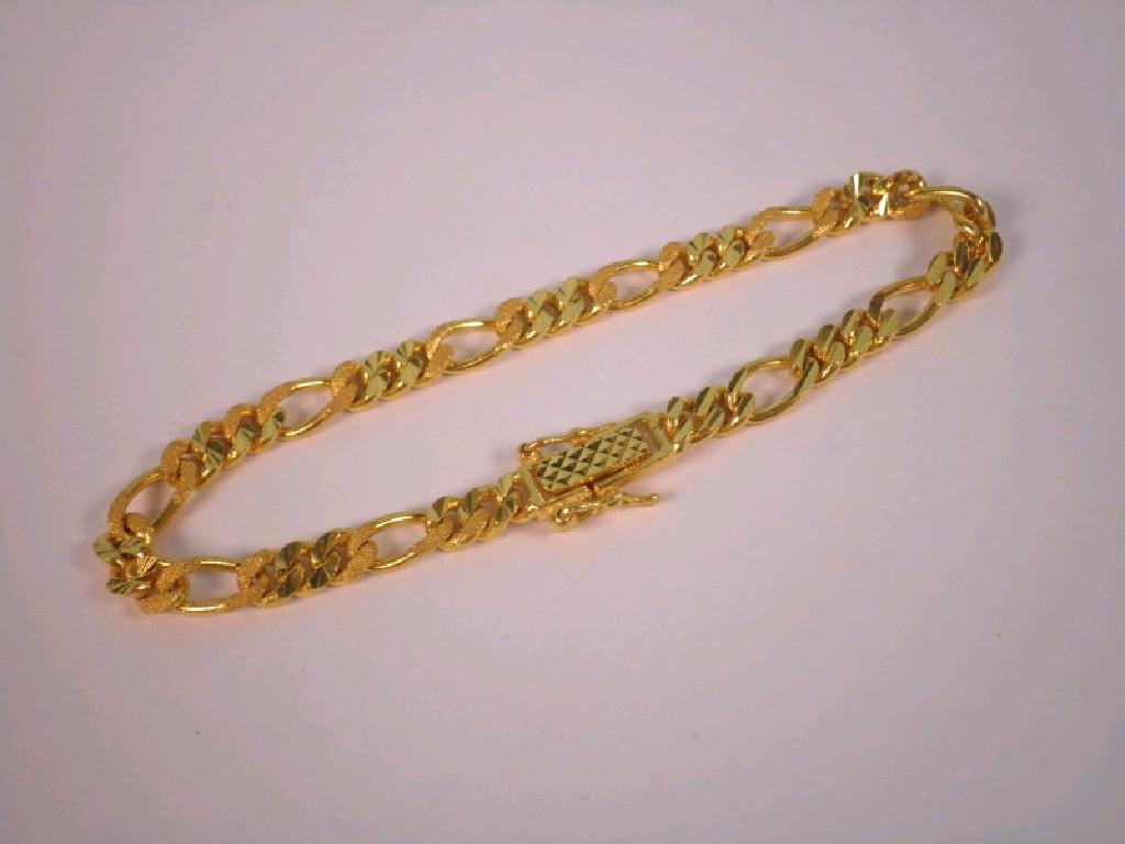 Appraisal: A fancy link bracelet ct gold hallmarked g