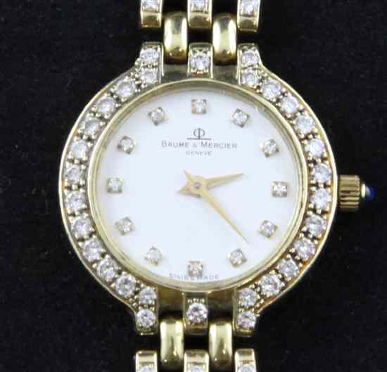 Appraisal: A lady's ct gold and diamond set Baume Mercier quartz