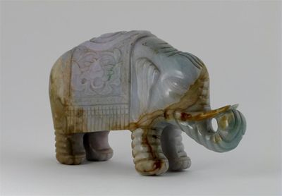 Appraisal: A large Indian jade carving of an elephant the pachyderm