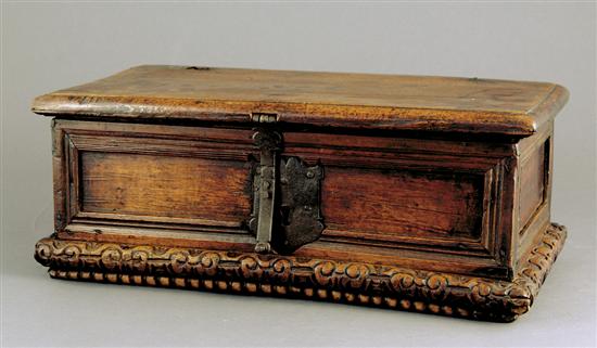 Appraisal: Carved wood Bible box th th centuryrectangular hinged top lifting