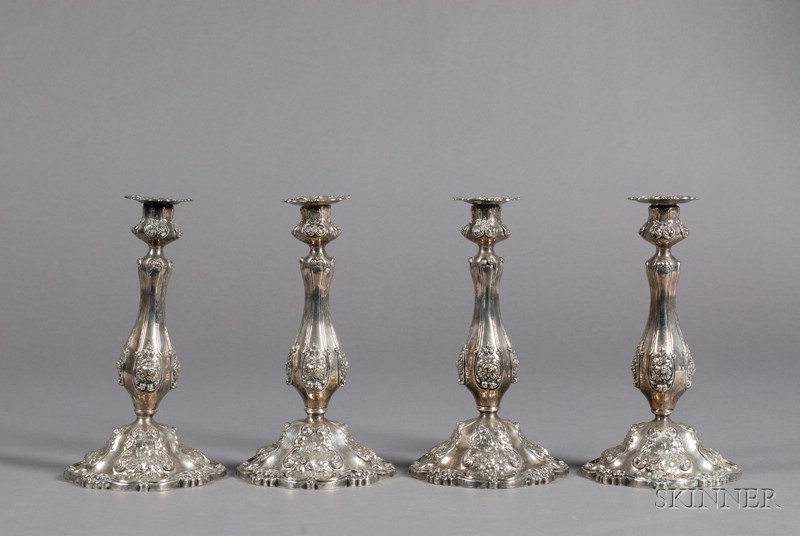 Appraisal: Set of Four Theodore B Starr Weighted Sterling Candlesticks c