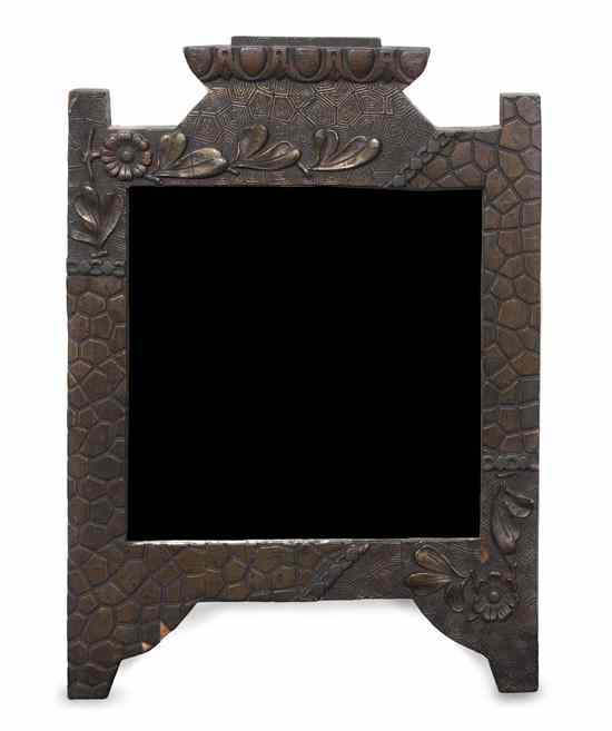 Appraisal: A Carved Wood Mirror having parcel gilt floral and geometric