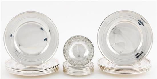 Appraisal: American sterling butter pats and bread plates circa set of