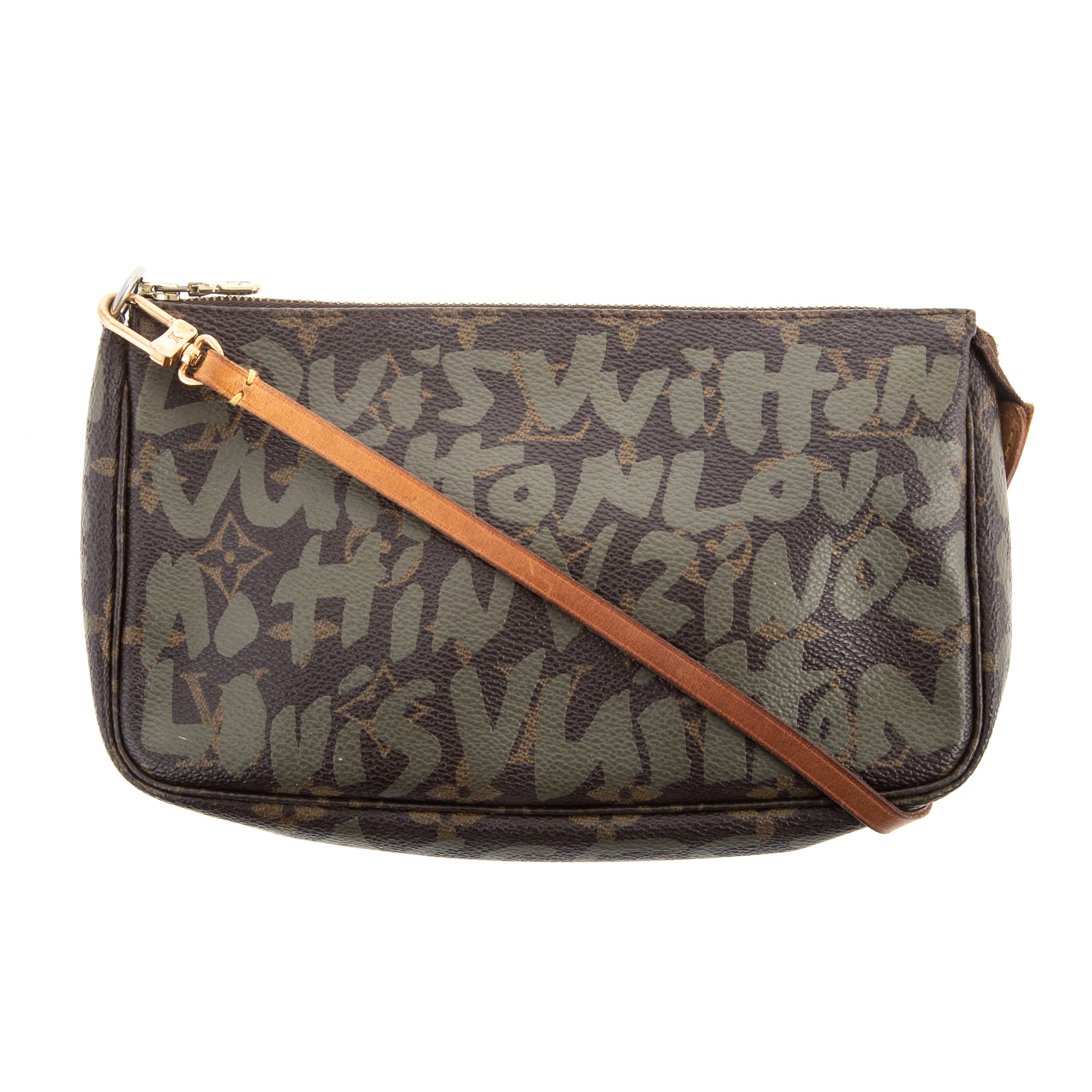 Appraisal: A LOUIS VUITTON STEPHEN SPROUSE GRAFFITI POCHETTE A brown and