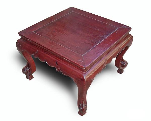 Appraisal: A Chinese deep aubergine lacquered hardwood side table th century