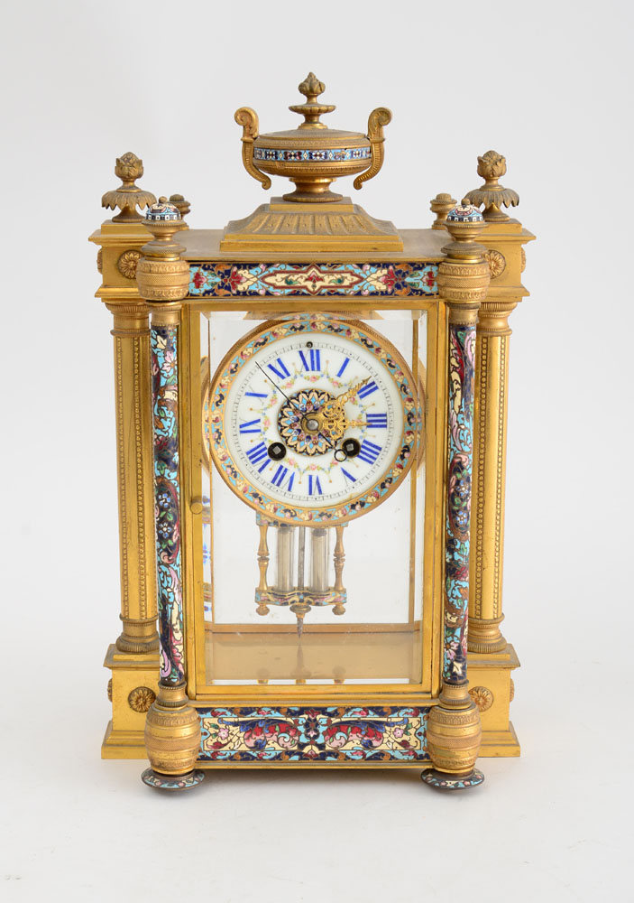 Appraisal: FRENCH CLOISONN INLAID GILT-BRONZE CLOCK MADE FOR THE CHINESE MARKET