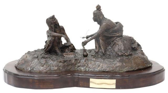 Appraisal: Bronze sculpture Vision medicine man and warrior signed in the