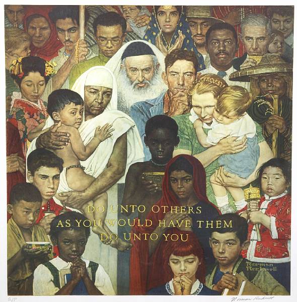 Appraisal: Norman Rockwell American - Golden Rule Collotype printed in colors