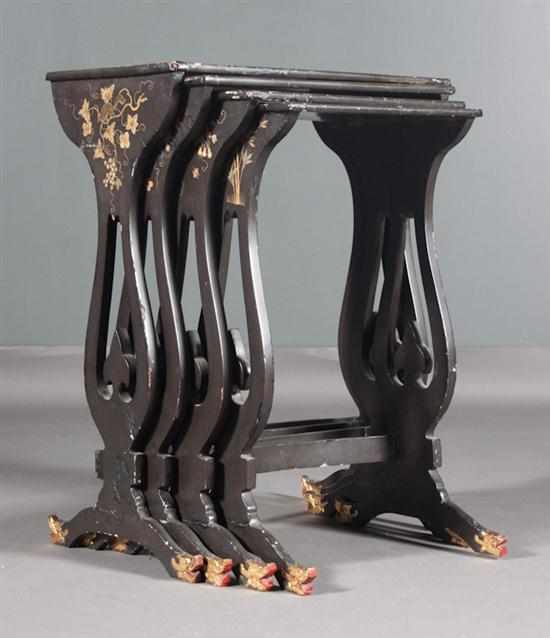 Appraisal: Japanese lacquered wood nest of four tables late th century