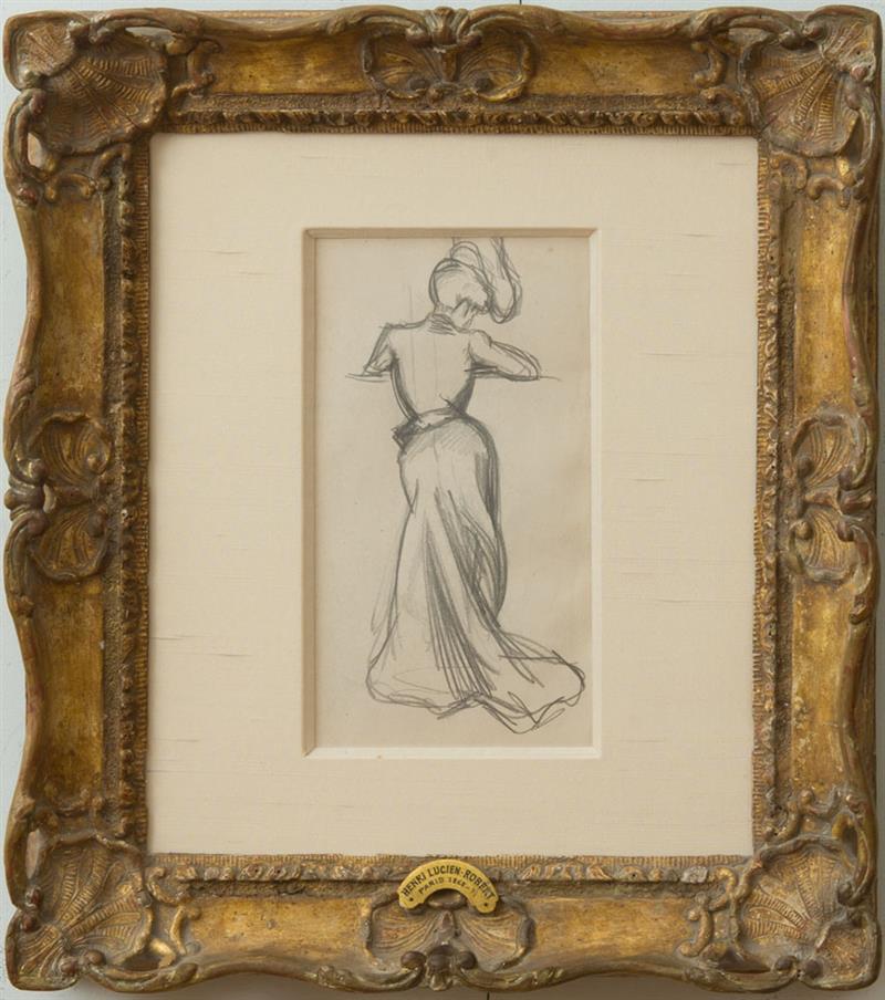 Appraisal: ATTRIBUTED TO HENRI LUCIEN-ROBERT - WOMAN WITH A HAT Pencil