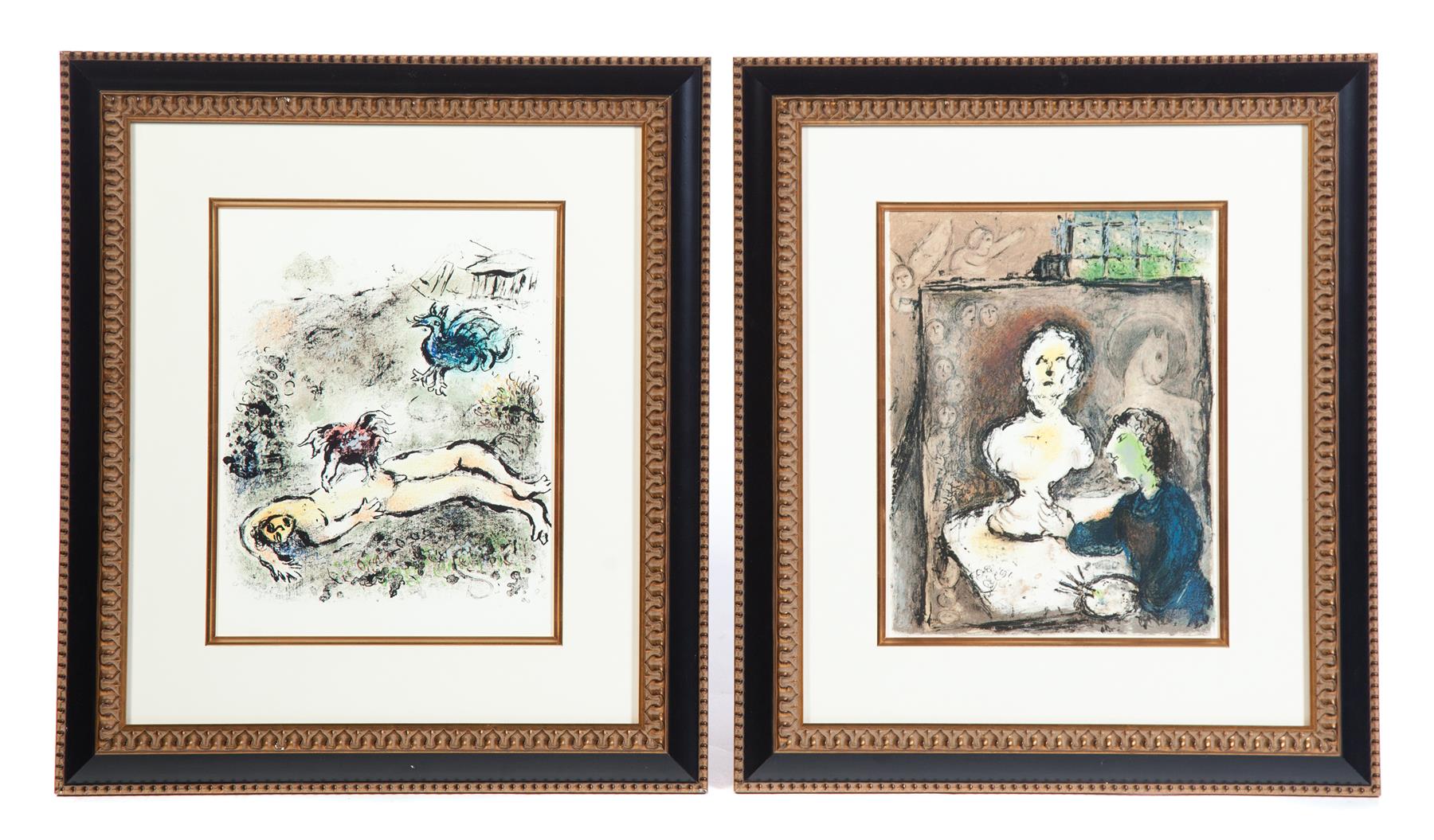 Appraisal: TWO PRINTS AFTER MARC CHAGALL Color lithographs unsigned Two prints