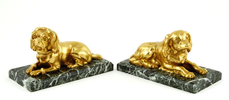 Appraisal: - Two Gilt Bronze Scrulptures of Toy Dogs Two sculptures