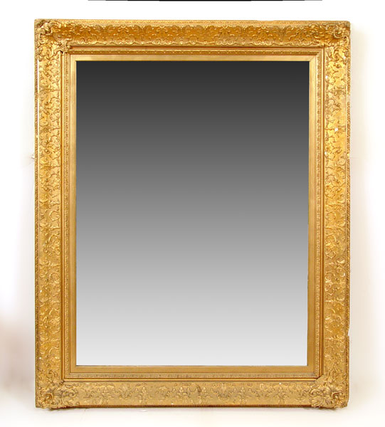 Appraisal: LARGE GILT WOOD FRAME WALL MIRROR Frame measures '' high