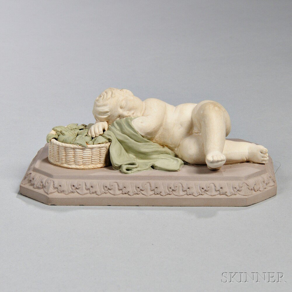 Appraisal: Wedgwood Tricolor Jasper Sleeping Boy England early th century consisting