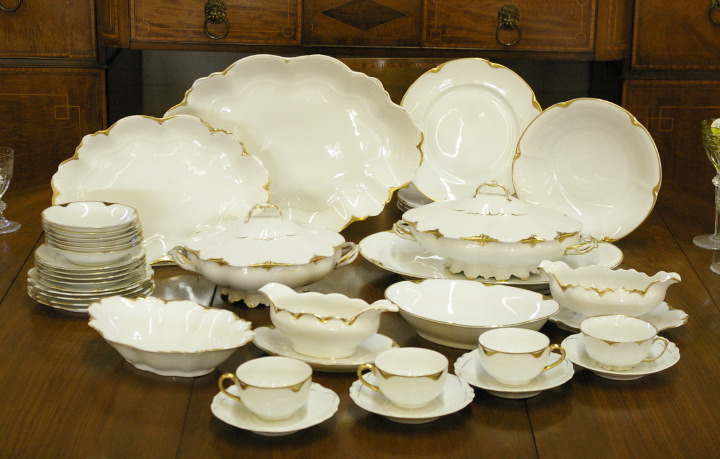 Appraisal: Seventy-Three-Piece Assembled White and Gold Altrohlau Porcelain Partial Dinner Service