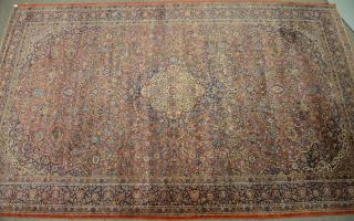 Appraisal: Kashan Oriental carpet one cut - approximately inches ' x