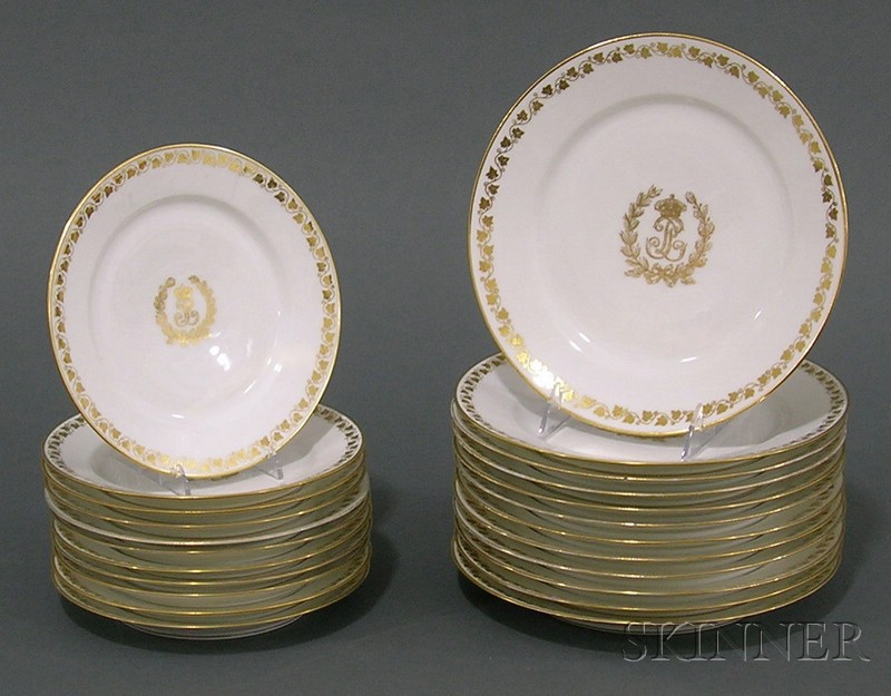 Appraisal: Twenty-three Sevres Chateau de St Cloud Pattern Gilt-decorated Porcelain Plates