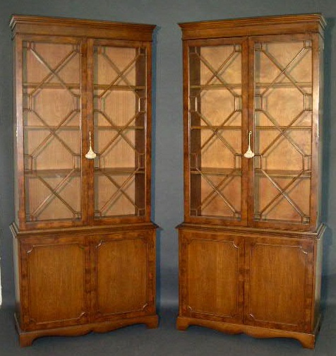 Appraisal: Pair of Georgian style walnut bookcases h x w x