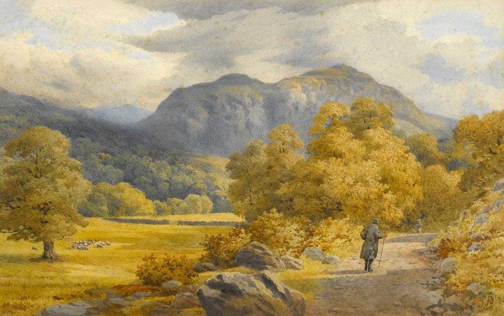 Appraisal: SAMUEL BOURNE - TRAVELLERS IN A MOUNTAINOUS LANDSCAPE signed with