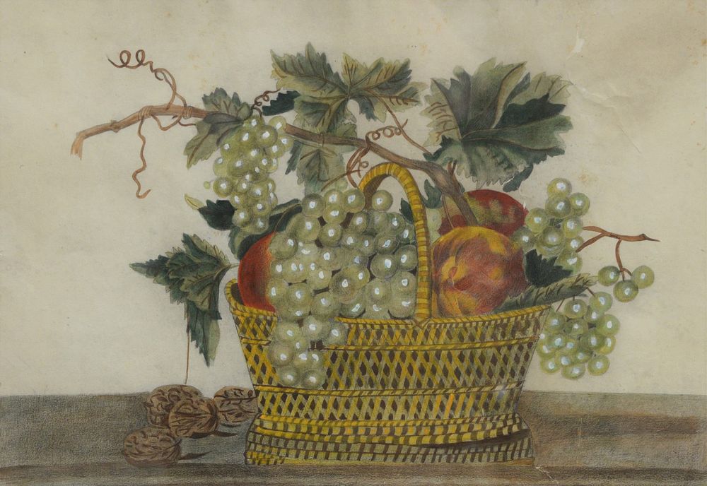 Appraisal: Watercolor Still Life basket with fruit unsigned matted in gilt