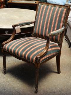 Appraisal: Louis XVI style mahogany fauteuil the back flanked with inlaid