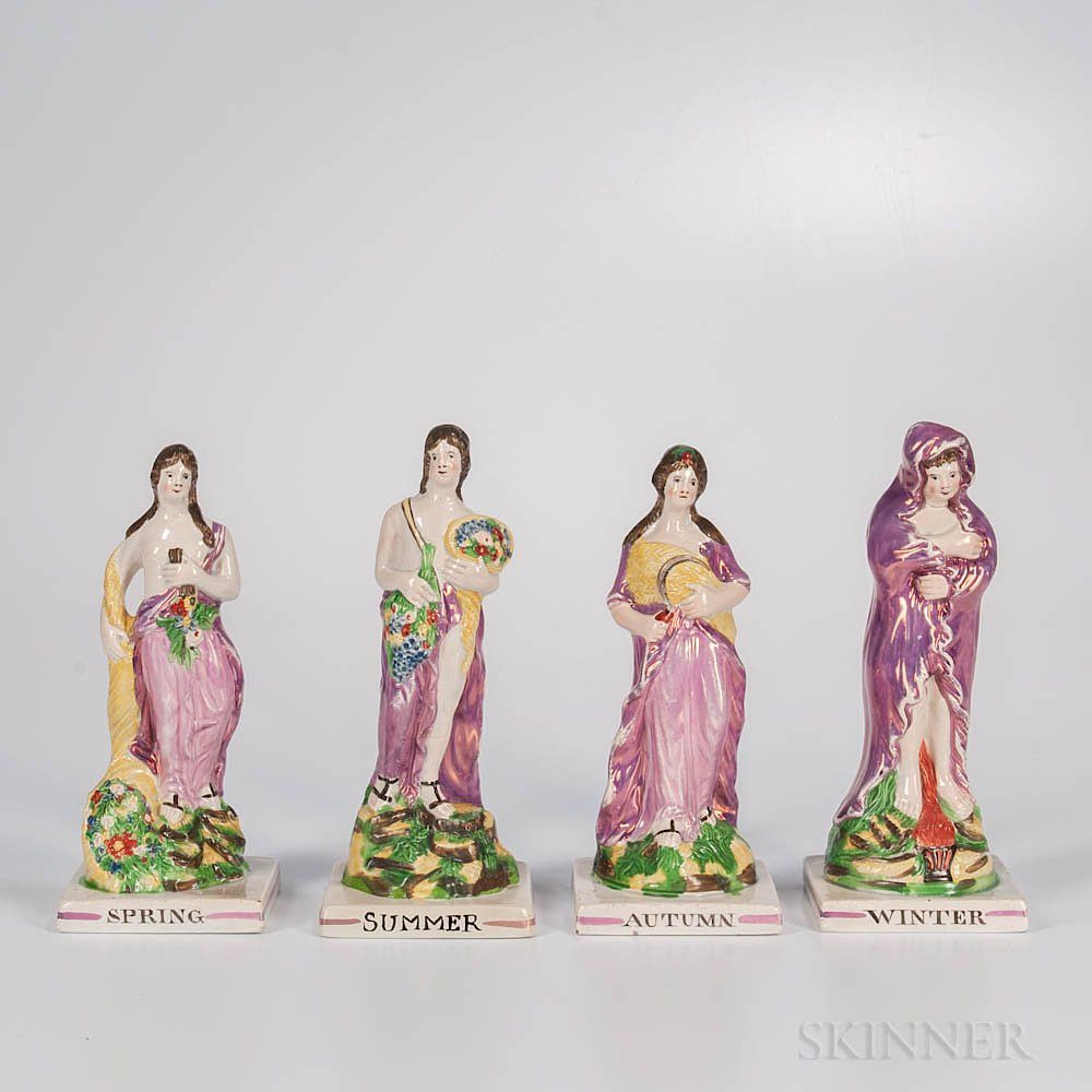 Appraisal: Set of Sunderland Pink Lustre Allegorical Figures of the Four