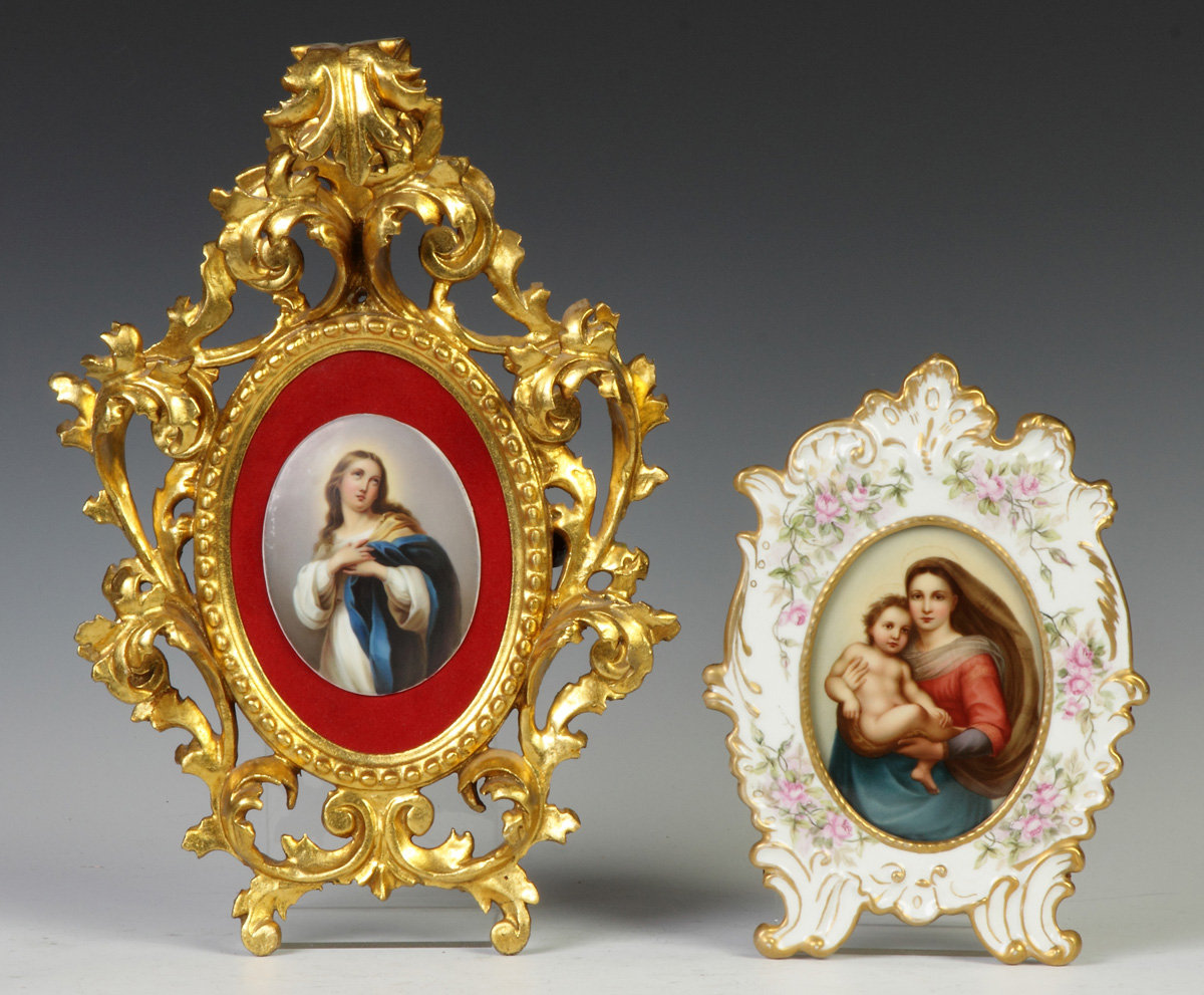 Appraisal: Two Painted Porcelain Plaques Both German L Depicting Christ some