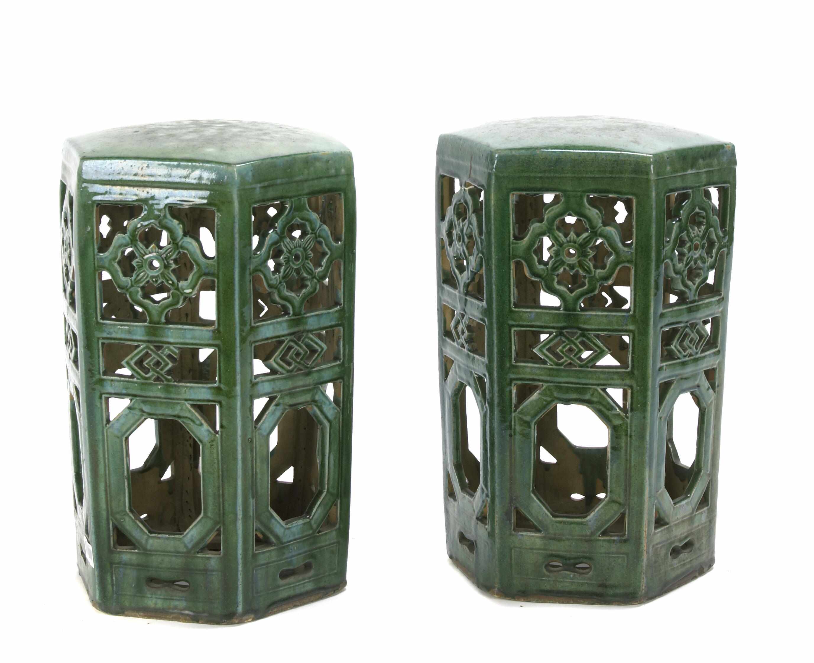 Appraisal: Property of various owners A pair of Chinese deep green