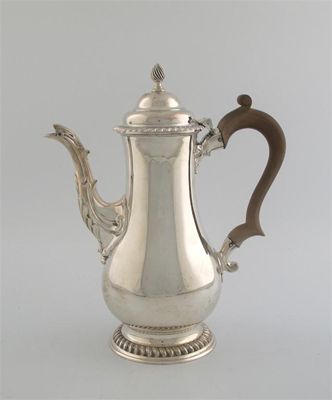 Appraisal: A modern baluster coffee pot with gadrooned borders and a