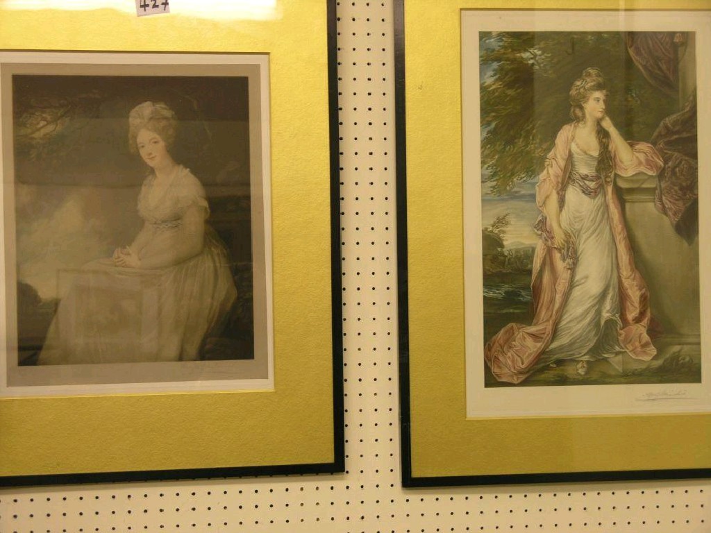 Appraisal: Two mezzotints each a lady one seated x in