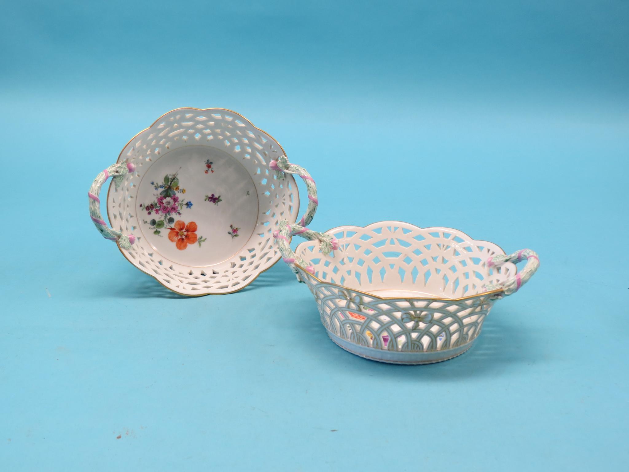 Appraisal: A pair of KPM porcelain baskets each two-handled and painted