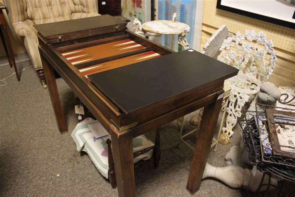 Appraisal: BACKGAMMON TABLE with dice and game pieces for playing