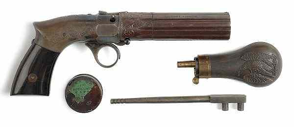 Appraisal: Robbins Lawrence five-shot percussion pepper box pistol cal with a