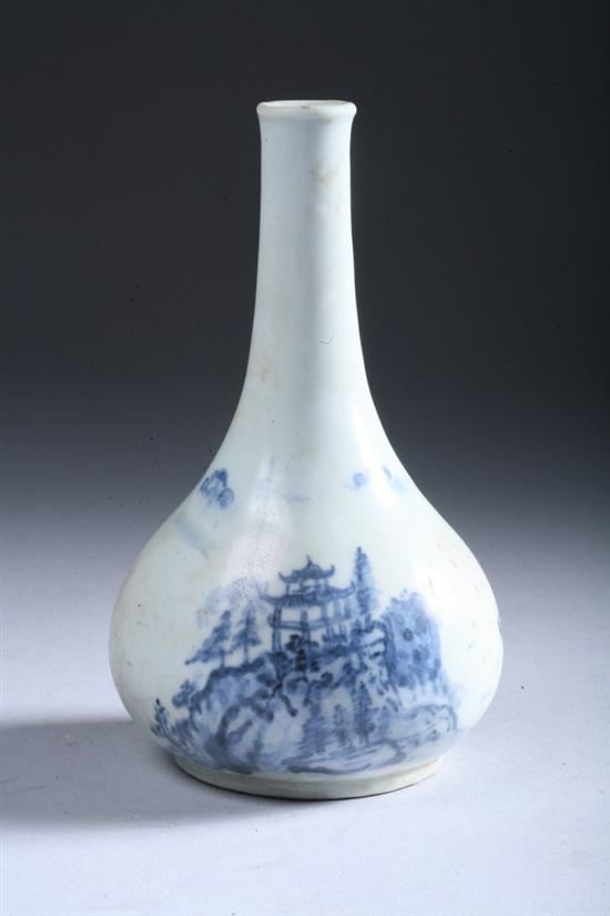 Appraisal: KOREAN BLUE AND WHITE PORCELAIN BOTTLE VASE Pagoda decoration -