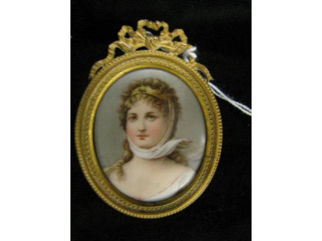 Appraisal: Victorian Miniature Painting on Porcelain of Queen Louise x