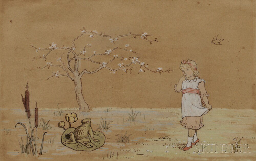 Appraisal: Attributed to Kate Greenaway British - Girl at the Edge